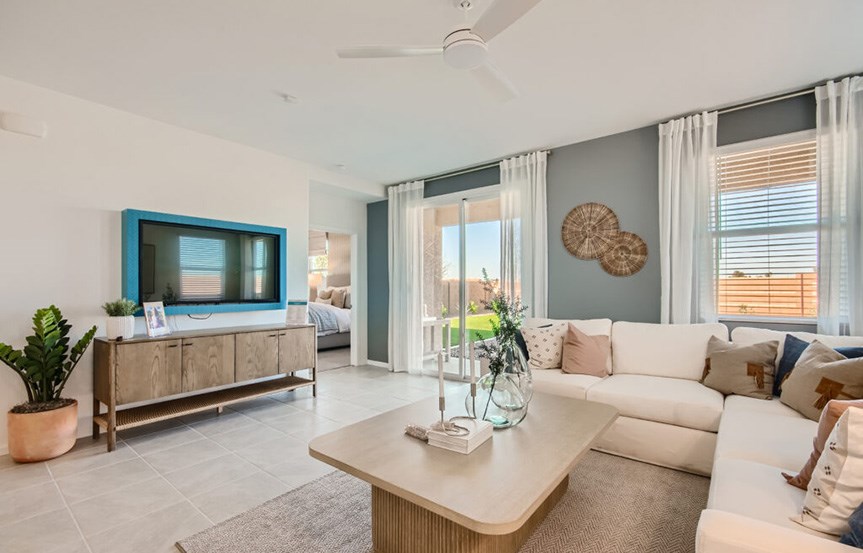 Brisbee model living room by Lennar Homes in Alamar community in Avondale, AZ