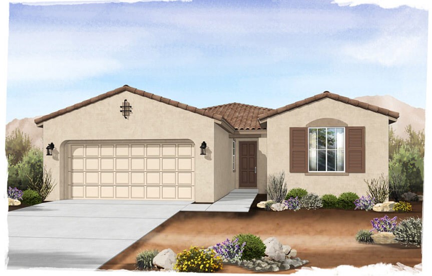Castellano Spanish elevation by Brightland Homes at Alamar community in Avondale, AZ
