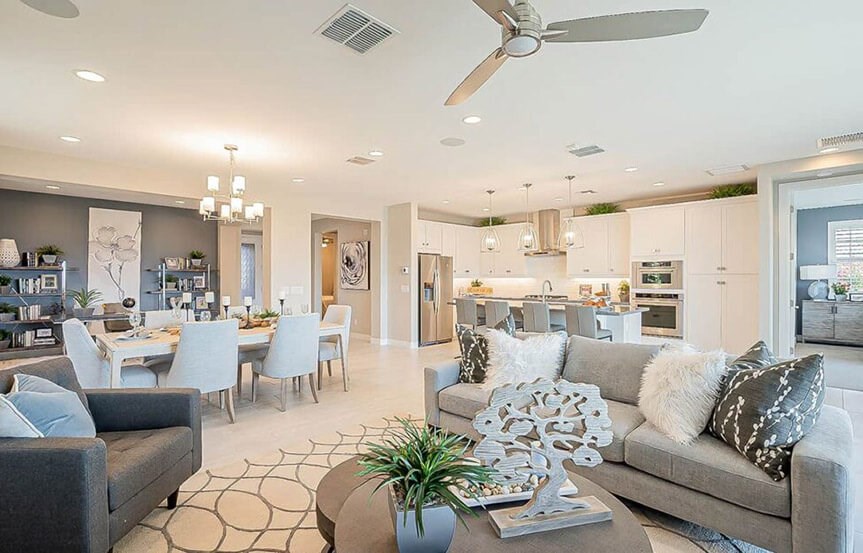 Castellano model home Great Room by Brightland Homes at Alamar community in Avondale, AZ