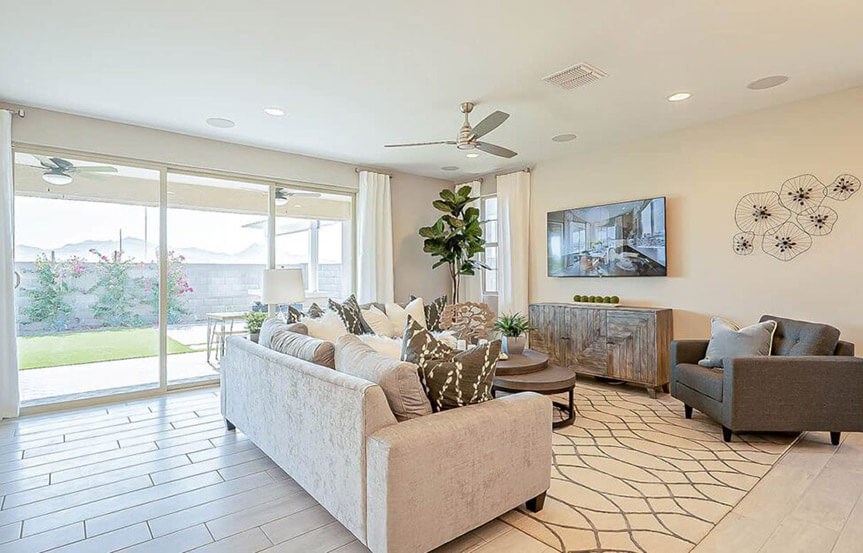 Castellano model home Great Room by Brightland Homes at Alamar community in Avondale, AZ