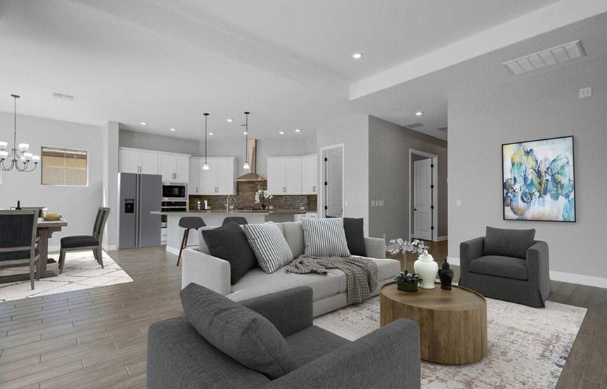 Cedarcrest great room by David Weekley Homes at Alamar in Avondale, AZ