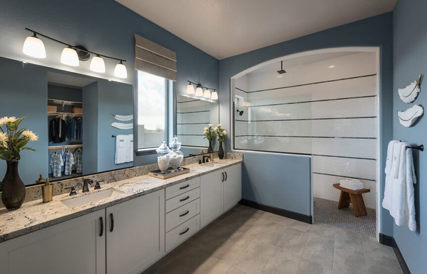 Azalea model Primary Bathroom shower by David Weekley at Alamar in Avondale, AZ