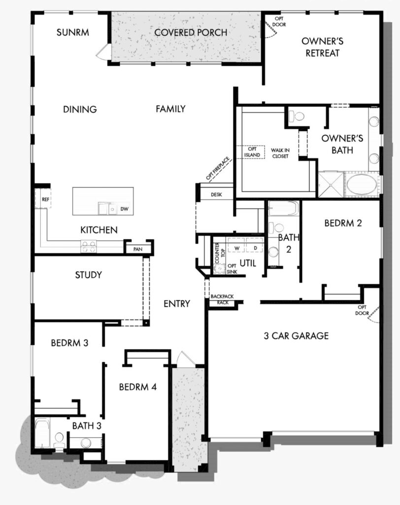 Saddleback standard floorplan by David Weekley at Alamar in Avondale, AZ